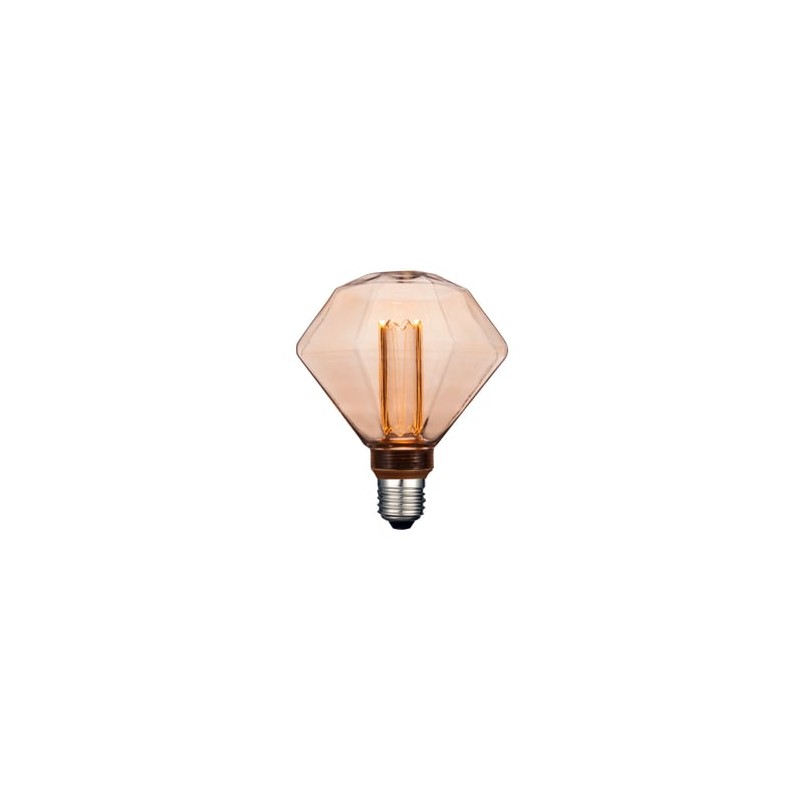 Foco D125 Diamante Vintage LED 3.5 W, Luz Ámbar, Base E27, Atenuable