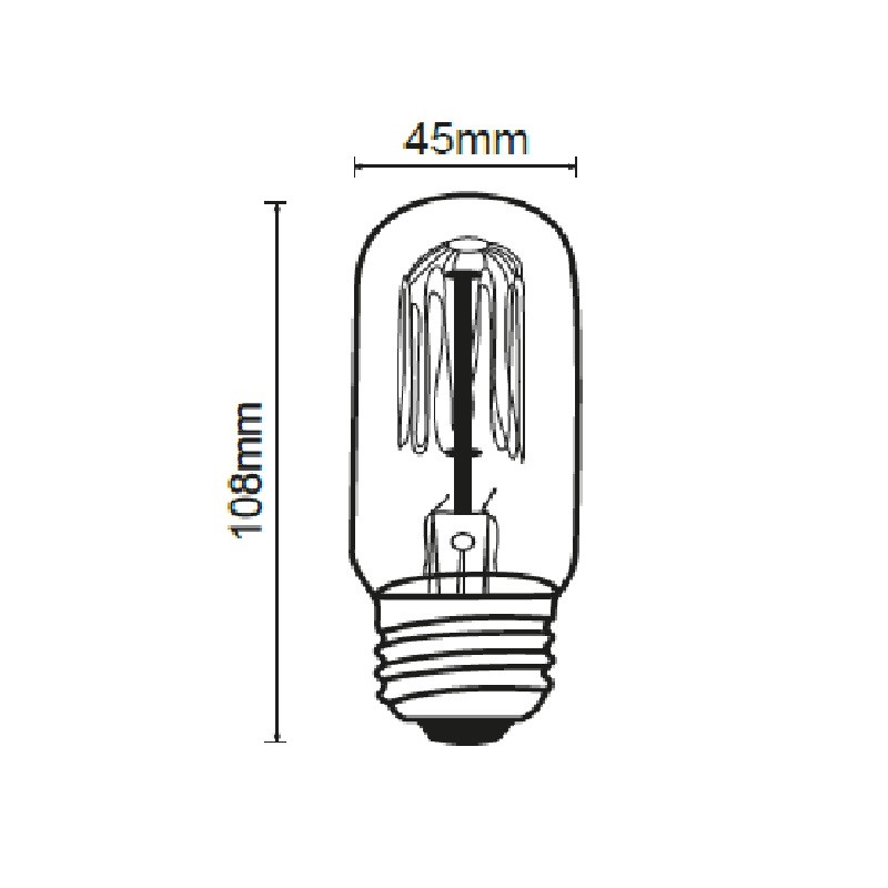 Foco T45 Vintage Incandescente 35 W, Luz Ámbar, Base E27, Atenuable