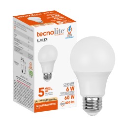 Foco A19 LED 6 W, Luz Cálida Brillante, Base E27, No atenuable, Multivoltaje
