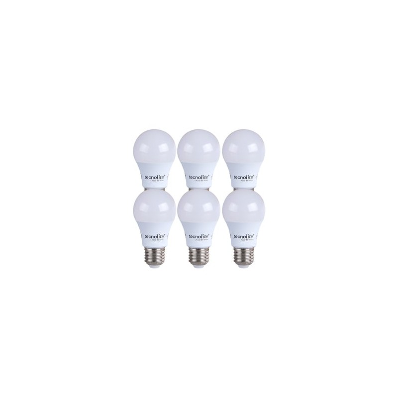 Paquete de 6 Focos A19 LED 5 W, Luz Cálida Brillante, Base E27, No atenuables