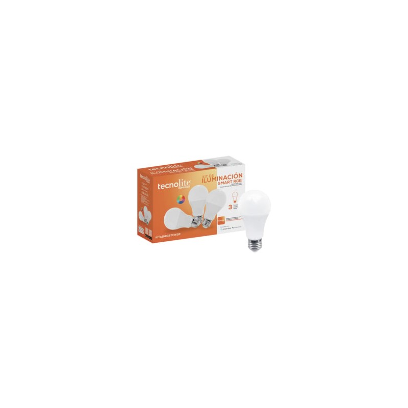 Paquete de 3 Focos LED Inteligentes A19 WiFi 8 W, Luz RGB + Blanca, Base E27, Compatible con App móvil y Asistentes de voz