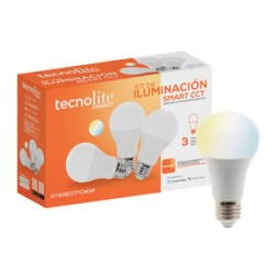Paquete de 3 Focos LED Inteligentes A19 WiFi 7 W, Luz Blanca Dinámica, Base E27, Compatible con App móvil y Asistentes de voz