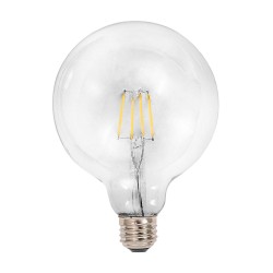 Foco Globo G125 LED Filamento 4.5 W, Luz Cálida Suave, Base E27, No atenuable