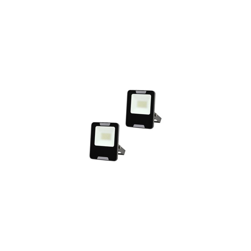 Paquete de 2 Reflectores LED Exterior 20 W, Luz de Día, IP65, IK07, No Atenuables, LED integrado