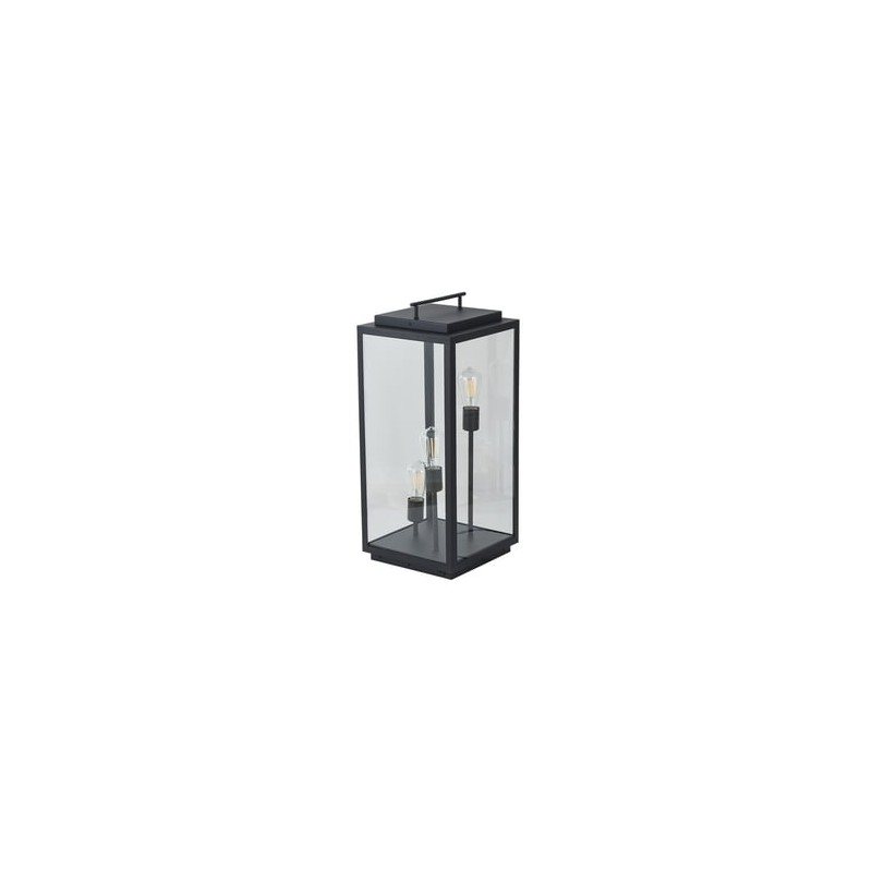 Lámpara de Pilar/Piso Tipo Farol Exterior, Potencia Máx. 180 W, 3 Bases E27, IP44, No incluye focos