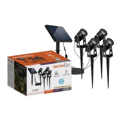 Set de Estacas de Luces Solares en Serie LED 1.09 W, Luz Cálida Brillante, IP65, 2 Modos de Luz