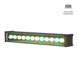 Barra de Luz LED Wall Washer 14.5 W, Luz de Luna Color Verde, IP65, IK08, No atenuable, LED integrado