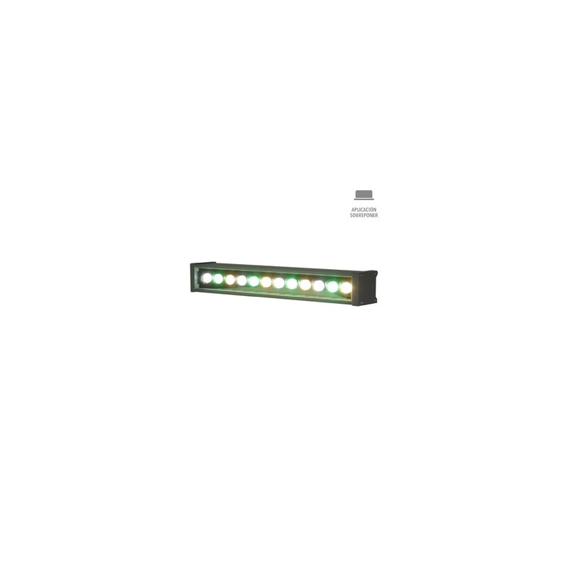 Barra de Luz LED Wall Washer 14.5 W, Luz de Luna Color Verde, IP65, IK08, No atenuable, LED integrado