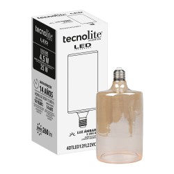 Foco Cilíndrico LED Filamento 4.5 W IRC 90, Luz Ámbar, Base E27, Atenuable