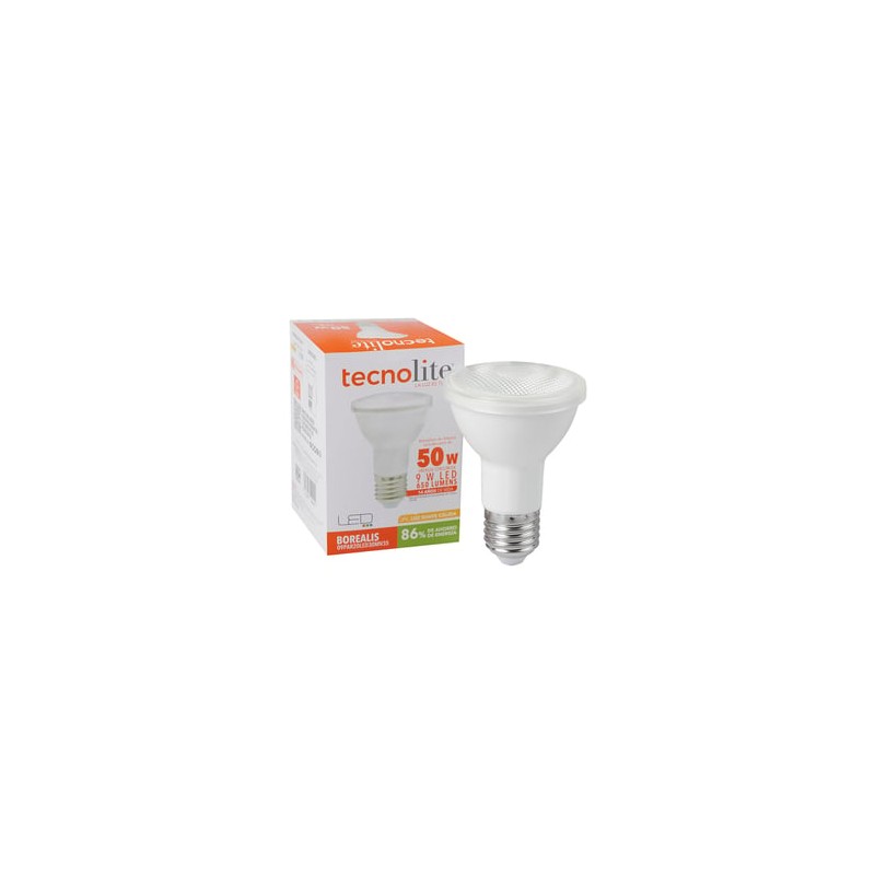 Foco PAR20 LED 9 W, Luz Cálida Brillante, Base E27, IP65, No atenuable