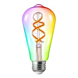 Foco Vintage LED Inteligente ST64 WiFi 4.5 W, Luz RGB + Cálida, Base E27, Atenuable, Compatible con App móvil y Asistentes de vo