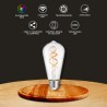 Foco Vintage LED Inteligente ST64 WiFi 4.5 W, Luz RGB + Cálida, Base E27, Atenuable, Compatible con App móvil y Asistentes de vo