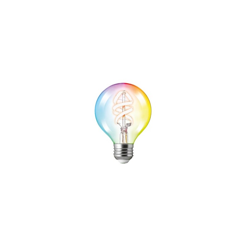 Foco Vintage LED Inteligente Globo G25 WiFi 4.5 W, Luz RGB + Cálida, Base E27, Atenuable, Compatible con App móvil y Asistentes 